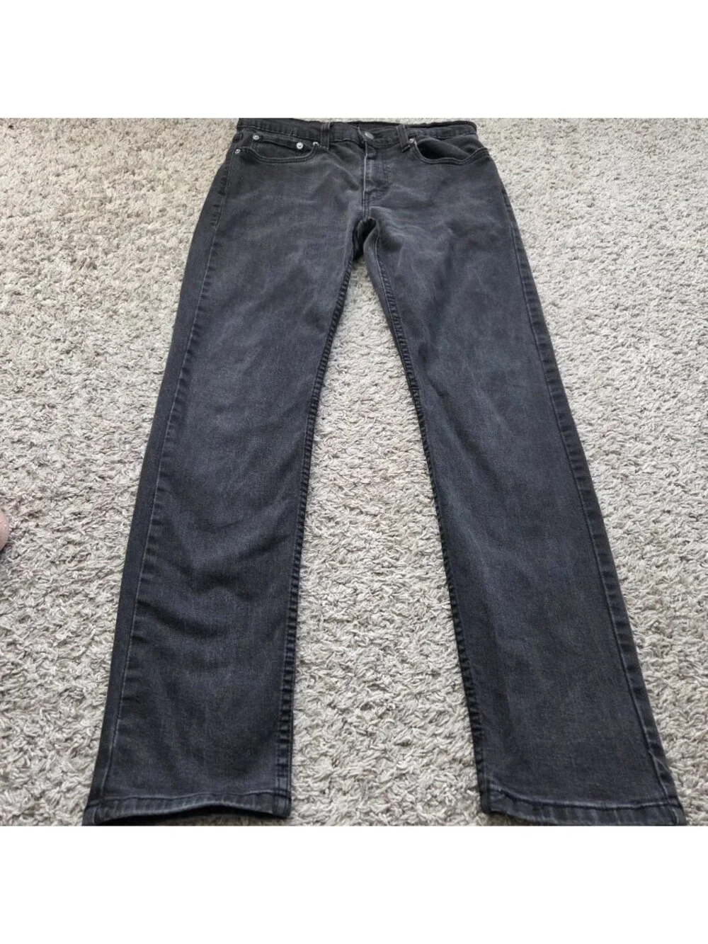 Levis 502 Jeans Mens 32x30.5 Tag 32x34 Black Tapered Dark Wash Denim